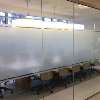 custom frosted window film in office room