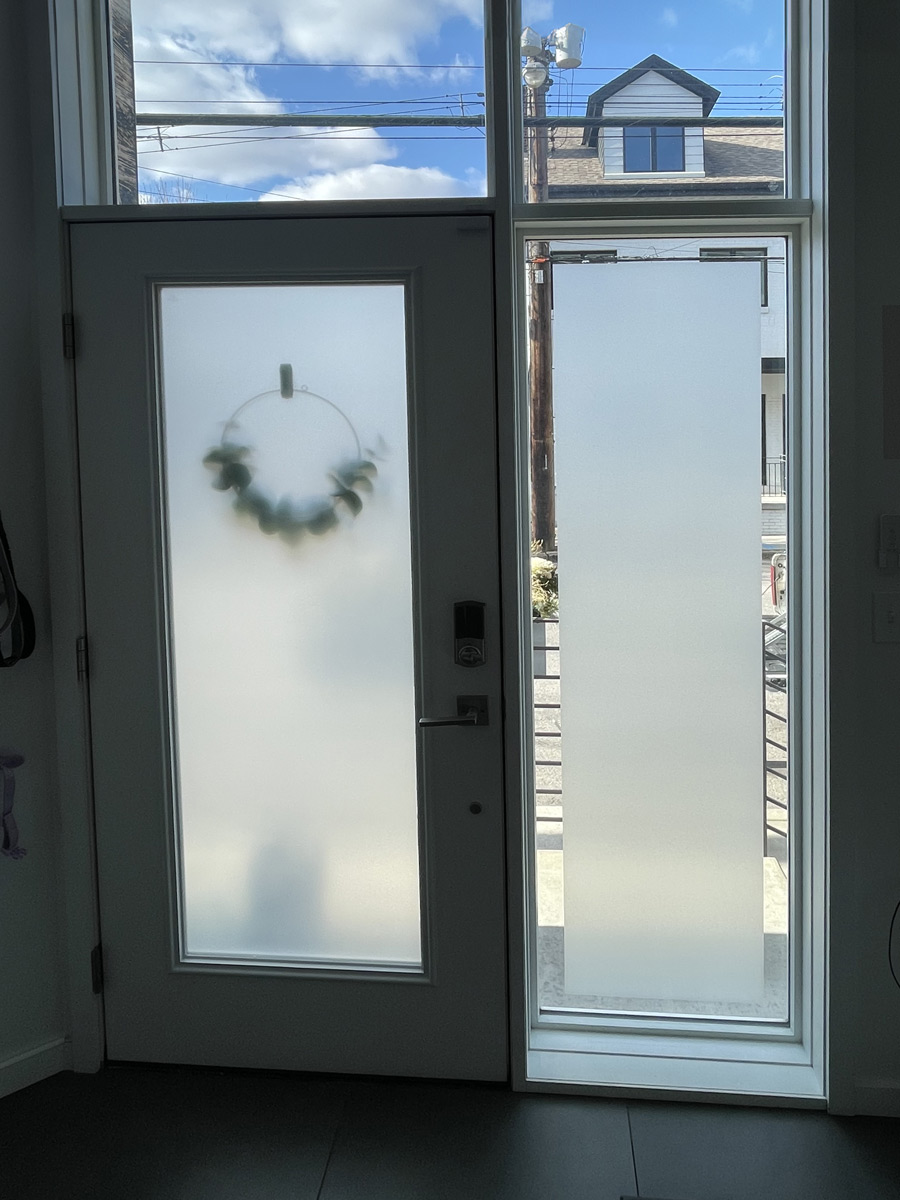 front door with frosted glass