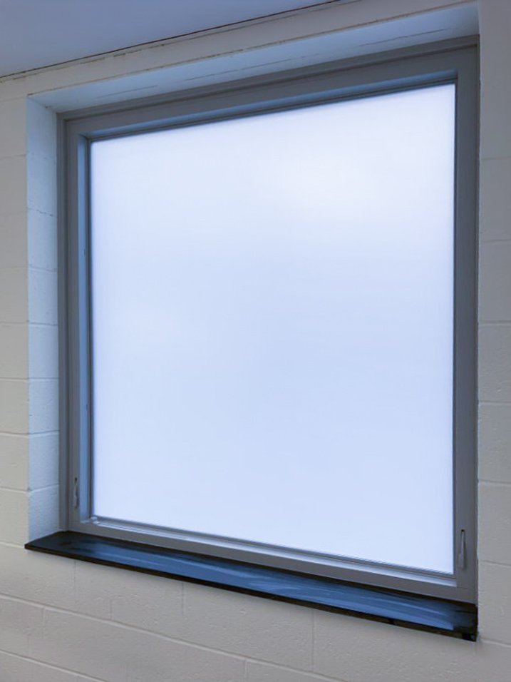 window with frosted privacy film