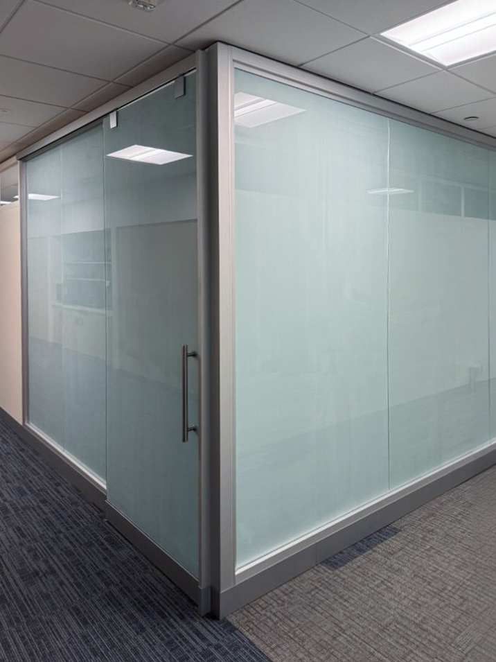 office space with privacy film