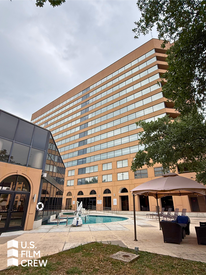 exterior view of solar film on a hotel and spa