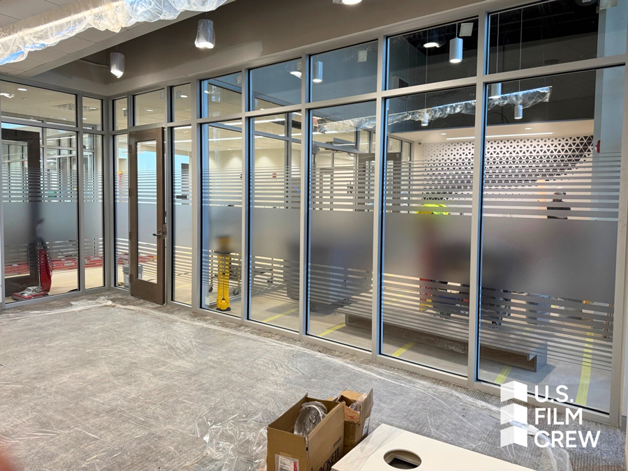 decorative film to offer privacy to glass walled offices